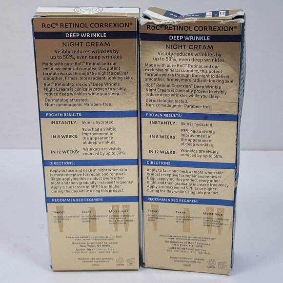 RoC Retinol Correxion Deep Wrinkle Night Cream 1 Fl. Oz Set of 2 NIB - Picture 2 of 5